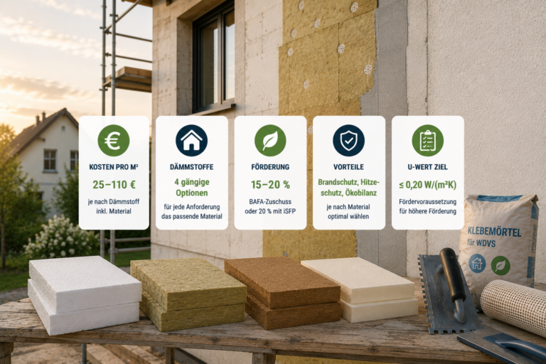 Dämmstoffe im Vergleich 2026 – EPS, Mineralwolle, Holzfaser und PUR mit Lambda-Werten und Kosten